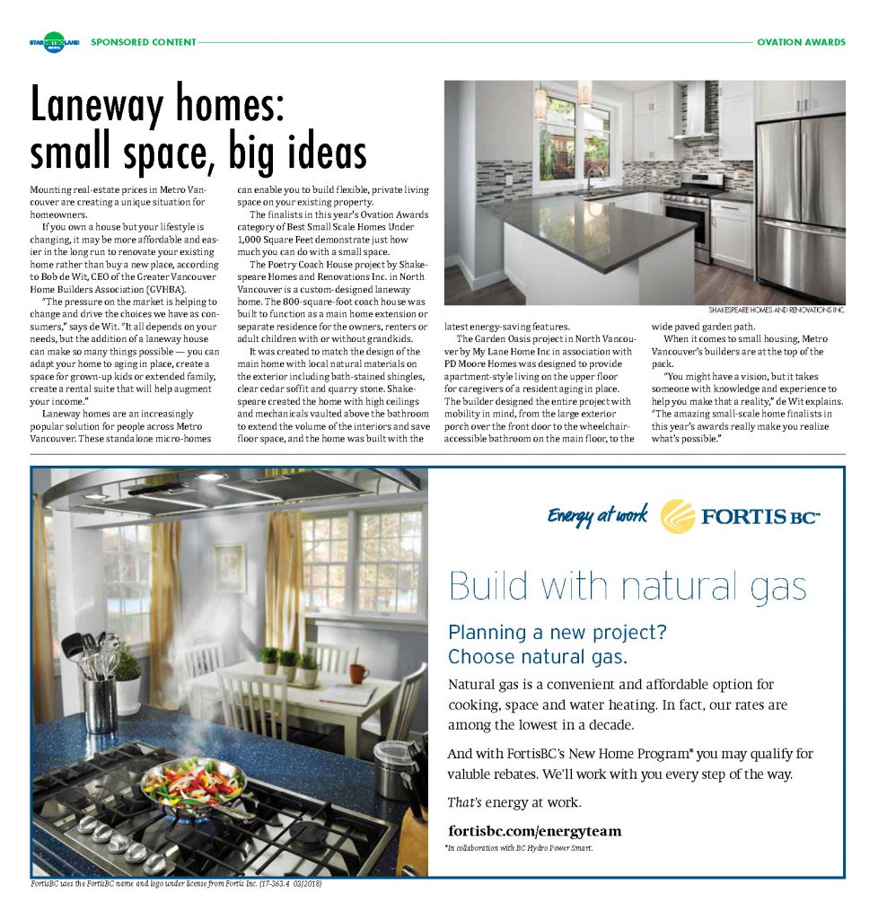 Laneway homes: small spaces; quality bathrooms; amazing kitchens; big ideas
